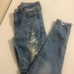 Women's Blue Distressed Jeans